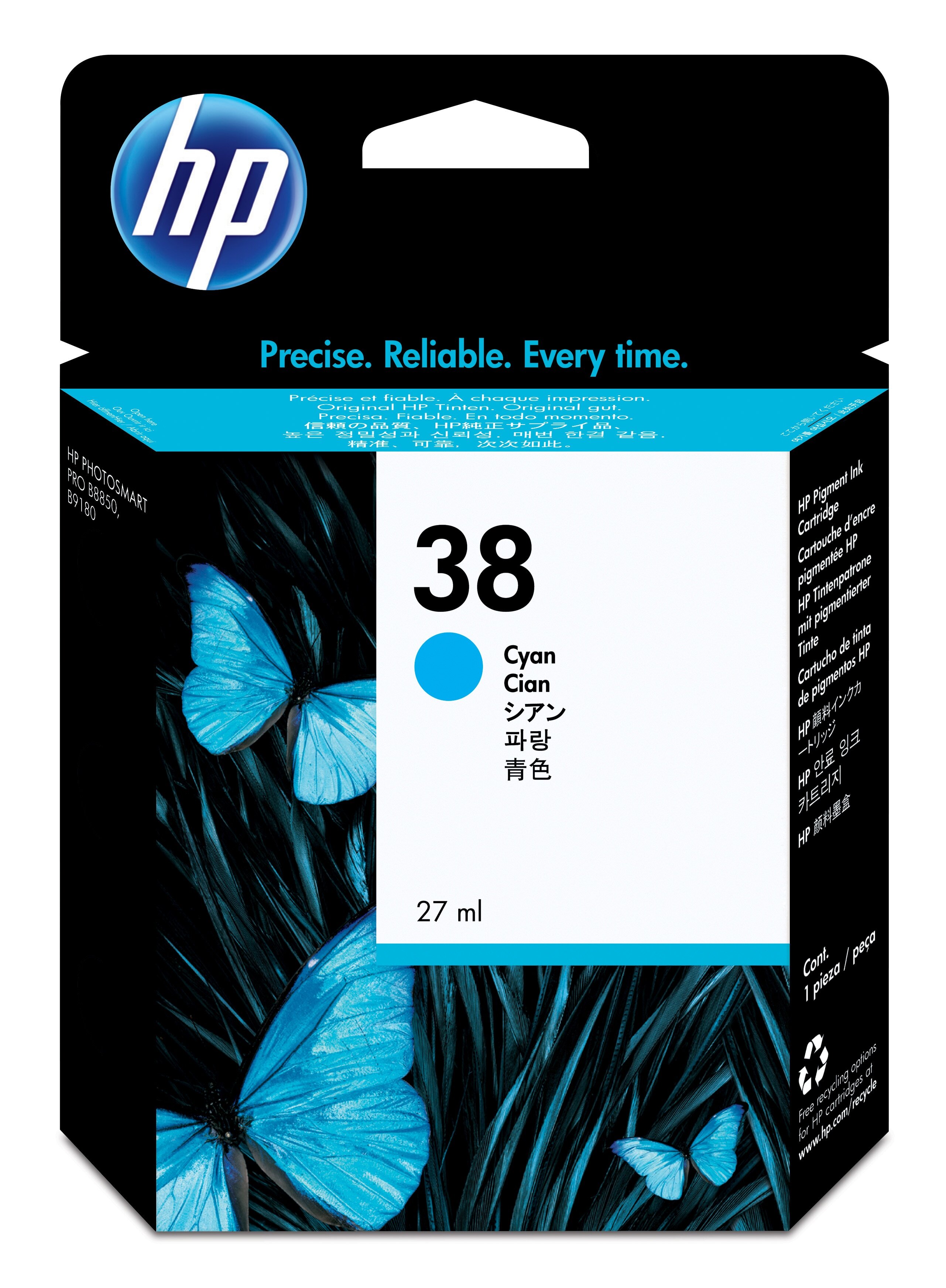 HP 38 single pack / cyaan