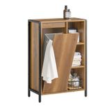 SoBuy Smalle Badkamer Opbergkast, Vrijstaand Slank Badmeubel met Uitneembare Wasmand, 60x30x90 cm, Bruin