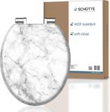 Toiletbril met motief - WC-bril deksel - Badkamer renovatie - Softclose mechanisme - 435 x 375 cm - Wit grijs