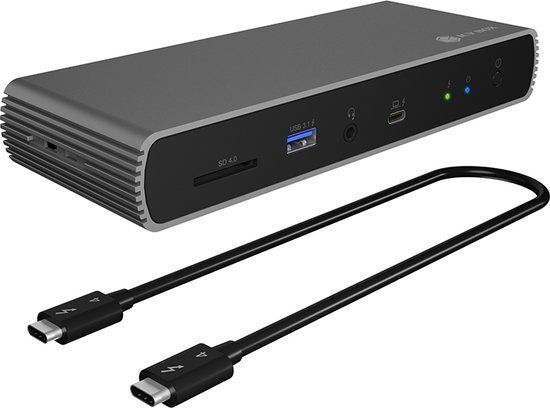 ICY BOX IB-DK8801-TB4 Thunderbolt 4 Dock - Antraciet/Zwart