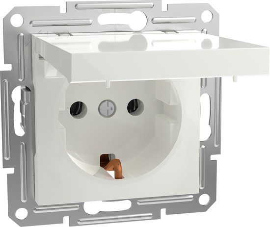 Schneider Electric Asfora Stopcontact - Inbouw - 16A - Randaarde - Klapdeksel - Wit