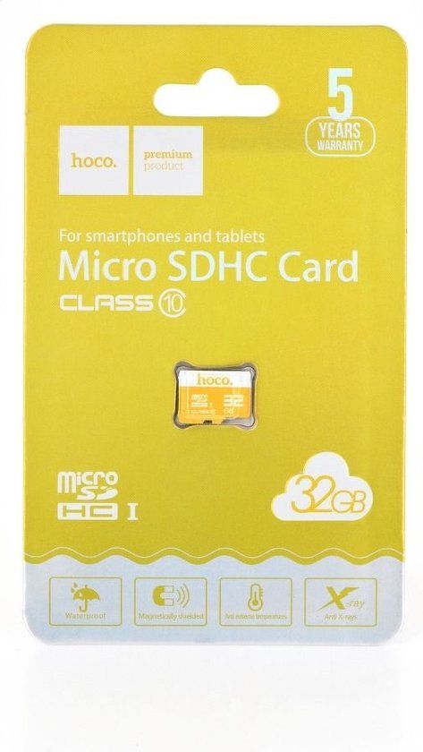 HOCO Micro SD Kaart 32GB - Geheugenkaart - 90MB/s Lezen/Schrijven - Geel