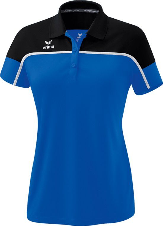 Erima Change Polo Dames - New Royal / Zwart / Wit | Maat: 34