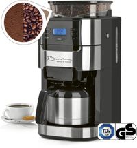 Machine à café barista avec moulin et carafe isotherme - 1000 Watt - Acier inoxydable/Noir