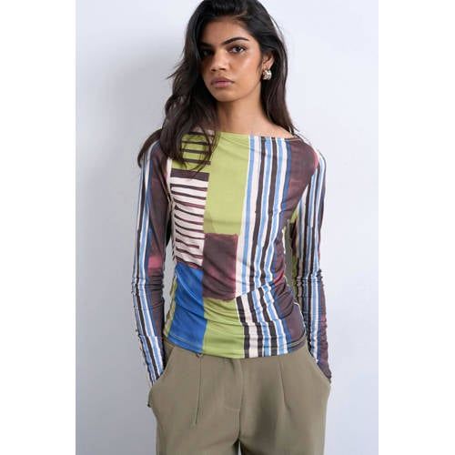 TOPSHOP Shirt 'CAROLINE' lichtblauw / groen / bordeaux / wit