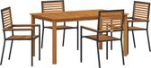 Bol Table de jardin 5 pcs Noir Bois d'acacia massif