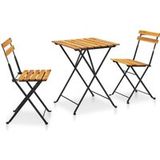 Mobilier de bistro pliant 3 pièces mobilier de jardin bois d'acacia massif