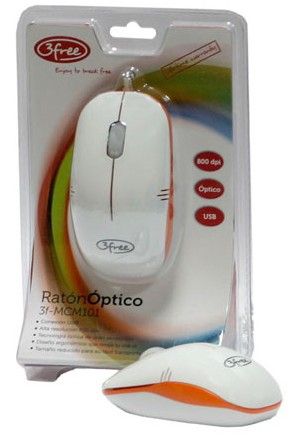 3free 3F-MCM101/WO - Muis - 800 DPI - 60 gram - Wit