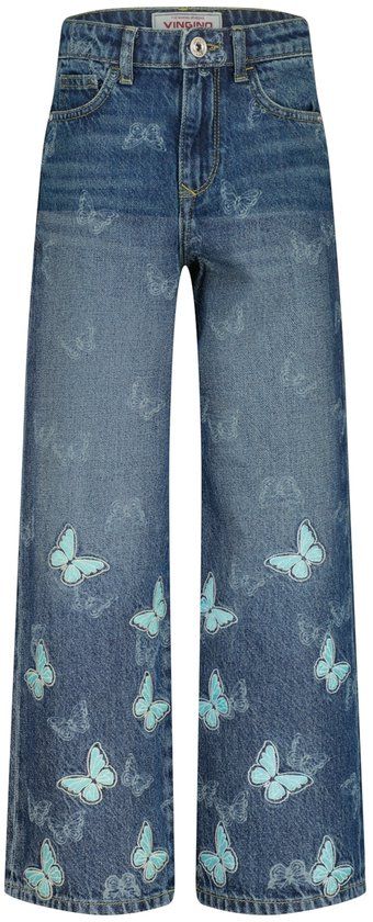 Vingino Cassie Butterfly Meisjes Jeans - Tinted Mid Blue