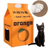 Meow&Mrrrau Milk Box Serie - Kartonnen Kattenkrabpaal - Oranjesap Thema - Tektuur