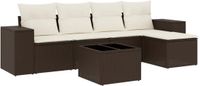 vidaXL 6-delige Loungeset met kussens poly rattan bruin