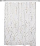 Tendance Douchegordijn Dubai en ophangstang - uitschuifbaar 70-120 cm - wit/goud - met ringen - wasbaar