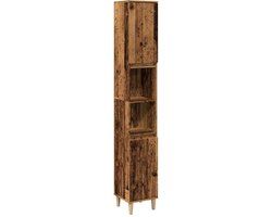 vidaXL Badkamerkast 30x30x190 cm bewerkt hout oud houtkleurig