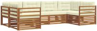 vidaXL - Hoek loungeset - 6 zitplekken - Massief Acacia Hout - Natuurlijk en Crème