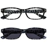Leesbril Zwarte Melkachtige Schildpad Lezers Met UV400 Zon Lezer Tweeling Pak Mannen Vrouwen RS10-1 +2,00