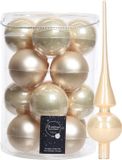 Decoris kerstballen - 16x stuks - 8 cm - champagne - glas