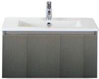 BES LED Frozen 3D Badmeubelset 80 cm - Greeplijst in Kleur - Petrol Mat - Keramische Wastafel Wit 1 Kraangat