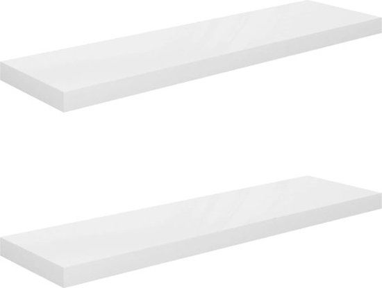 vidaXL Wandschappen zwevend 2 stuks 90x23,5x3,8 cm MDF hoogglans wit