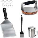 Set complète Smash Burger sans marque avec presse à burger en acier inoxydable, grande spatule de grill et outils de barbecue pour usage intérieur et extérieur