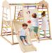 COSTWAY Structure d'escalade, 8-en-1 triangle d'escalade avec balançoire, filet d'escalade, toboggan, mur d'escalade, barres de singe, échelles de corde et plateforme pour enfants à partir de 3 ans, en différentes couleurs