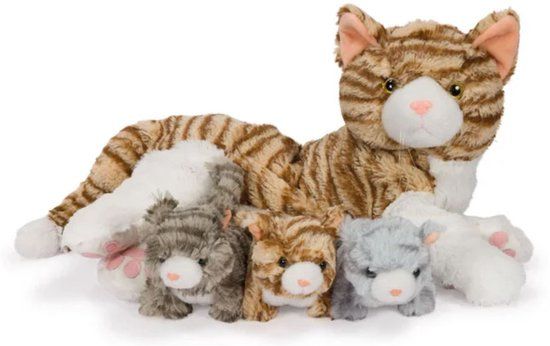 4KidsOnly Noxxiez Pluche Familie - Mama met 3 Baby's - Kat