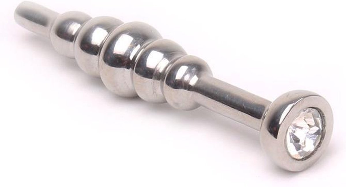 Kiotos Steel Bolletjes dip stick penis plug met transparant kristal