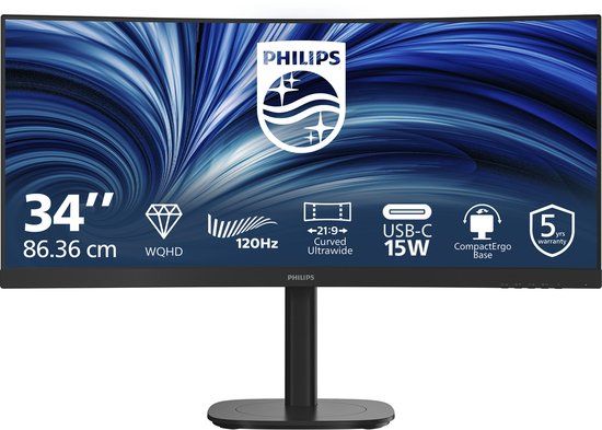 Philips 34B2N3500C/00 34 inch gebogen WQHD monitor