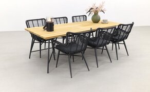 Taste by 4 Seasons Outdoor Jasmine - Black / Taste Lano teak 240 cm. - 7-delige tuinset