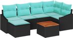 vidaXL - Tuinbank - Set - 5 zitplekken - Zwart - Polyrattan