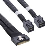 InLine® Slim SAS-kabel, SFF-8654 8i naar 2x SFF-8643, 1 m