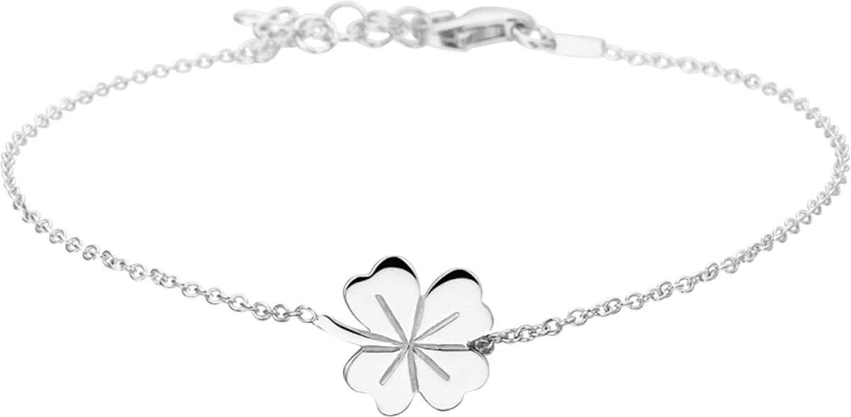 The Jewelry Collection Armband Klaver - Dames - Zilverkleurig - 20 cm