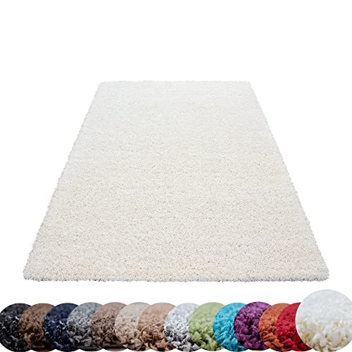 HomebyHome Hoogpolig vloerkleed shaggy tapijt woonkamertapijt zacht één kleur in 14 kleuren, kleur:Room, Groote:140x200 cm