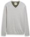 Tom Tailor Gebreide trui met V-hals van katoen - Maat M - Light Soft Grey Melange