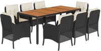 vidaXL 9-delige Tuinset poly rattan zwart