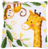 Vervaco Kruissteekkussen kit - Jungle dieren - 40 x 40 cm