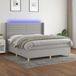 Maison Exclusive - Lit boxspring avec matelas et éclairage LED, gris, 160x200 cm, textile