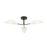 Emibig GOMEZ Plafondlamp halfvlak zwart met meerdere armen met witte en gouden stoffen kap 3x E14