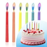 Decoraparty 6 kaarsen met kleurrijke vlam, voor kinderverjaardagen, feesten, decoratie van was, kaarsen met kunststof houders voor cake, cupcakes, hoogte 6 cm (set van 6 stuks)