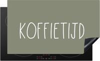 Merkloos KitchenYeah® Inductie beschermer 90x52 cm - Spreuken - Koffietijd - Quotes - Koffie - Inductiebeschermer - Multicolor