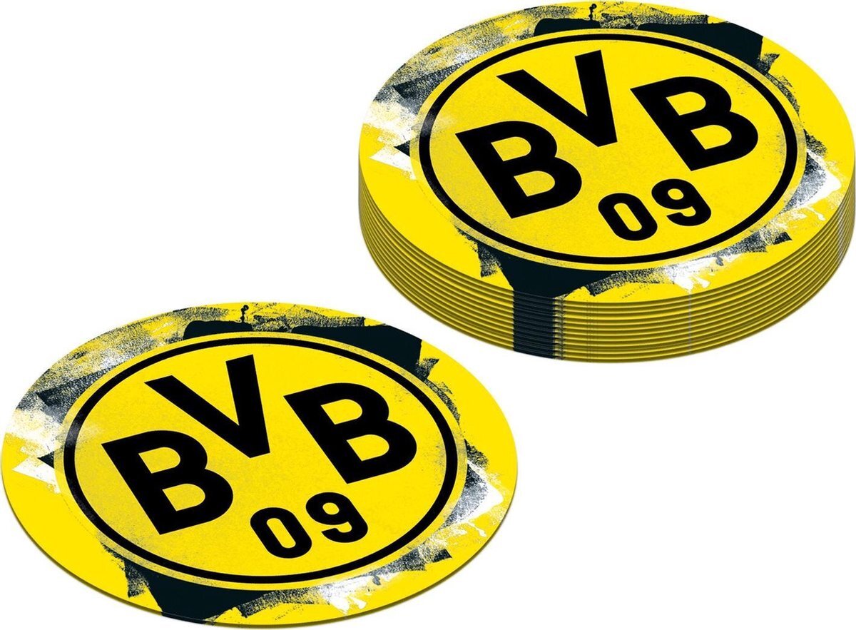 Amscan Onderzetters Bvb Dortmuind 10,7 Cm Karton Geel 12 Stuks