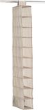 Zeller kast organizer - hangend - 10 vakken - 15 x 30 x 129 cm - beige