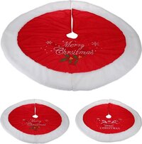 Kerstboomrok Velvet - D100cm - Rood met Wit - Merry Christmas