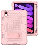 iPad Apple iPad mini6 2021 Hoes met standaard, duurzame, schokbestendig, harde hybride drielaagse beschermhoes, softshell, Apple tablet, siliconen hoes (roségoud)