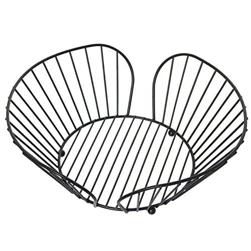 DRW Ronde fruitschaal van metaal, zwart, 27,5 x 25,5 x 10 cm