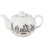 V&A Alice in Wonderland Theepot, kan voor het serveren van thee, waterkaraf, kan met deksel, kunstzinnig beschilderd design, keramiek, 450 ml, wit