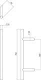 Intersteel Deurgreep T-schuin ø 25 mm - 700 mm rvs geborsteld