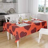 Bonamaison Tafelkleed, Anti-Mold, Sneldrogend, Waterdicht, 100% Polyester Tafellaken, Oranje Bordeaux, 140 x 160 Cm