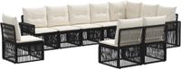 vidaXL Tuinbank - Set - 10 zitplekken - Zwart en Crèmewit - Polyrattan