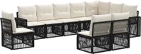 vidaXL Tuinbank - Set - 10 zitplekken - Zwart en Crèmewit - Polyrattan