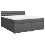 vidaXL Boxspringbed met matras, stof, donkergrijs, 200x200 cm